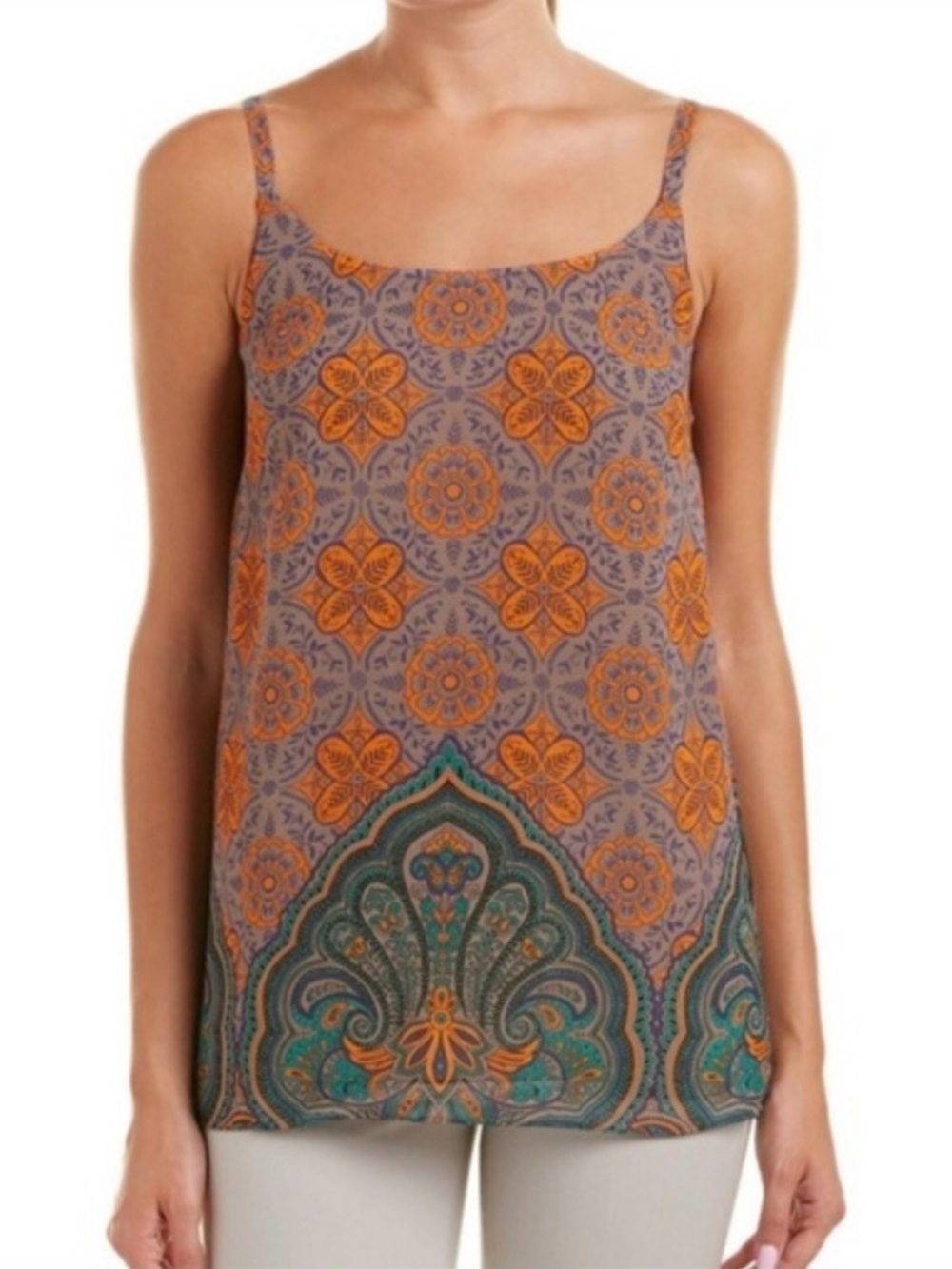 Cabi Arabesque orange paisley cami tank top size M